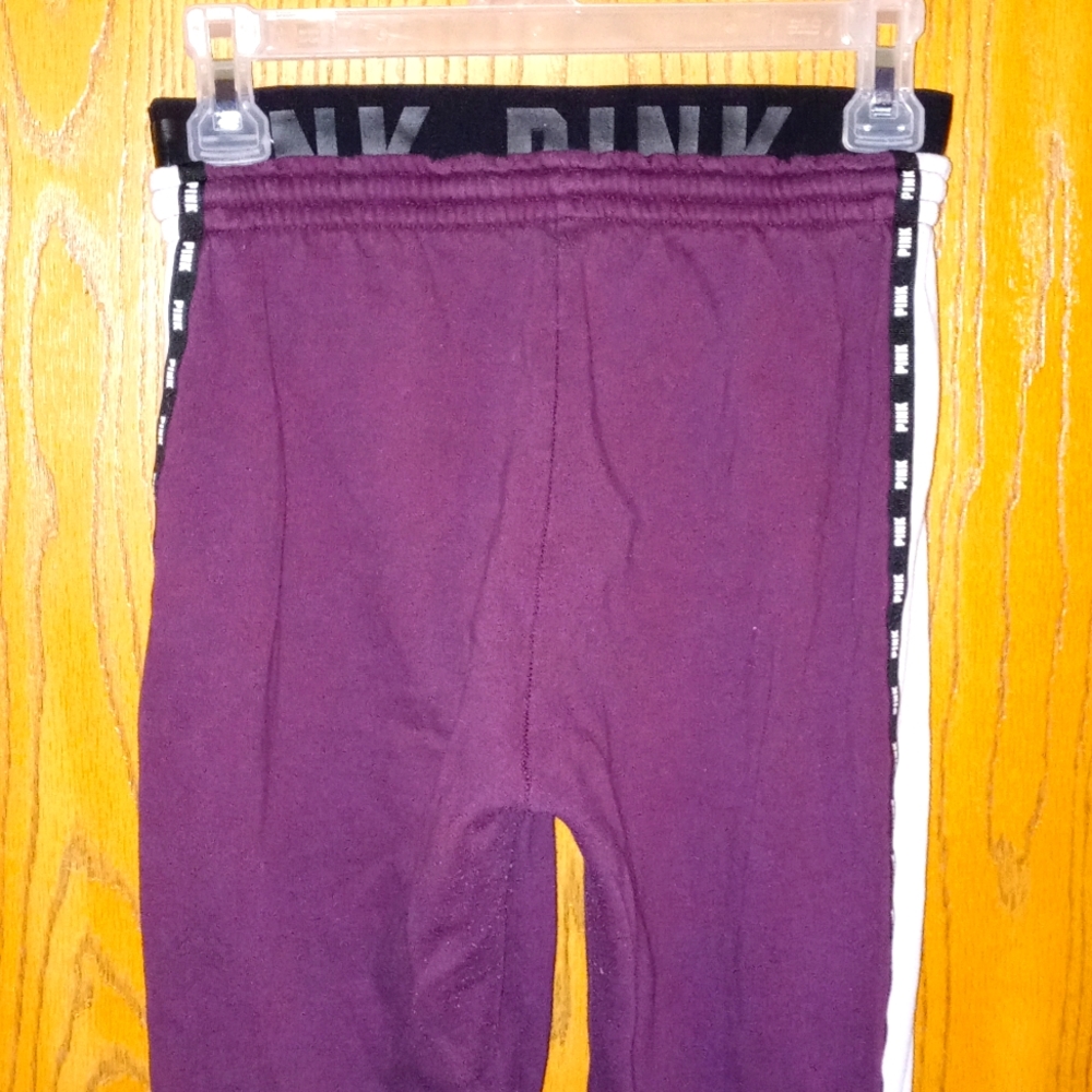 Plum purple "Victoria Secret/PINK" Black/white sweatpants SIZE: XS *@*SEE PICS** - Picture 4 of 5